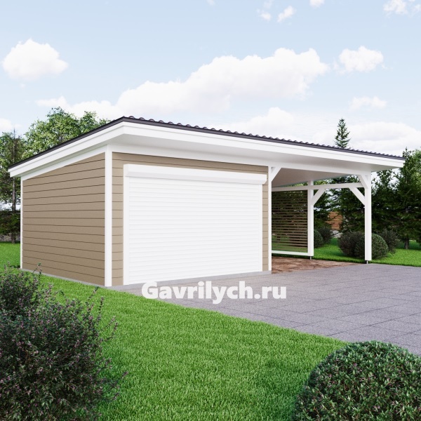 Хозблок с навесом для авто № 3 - Производственная компания Гаврилыч