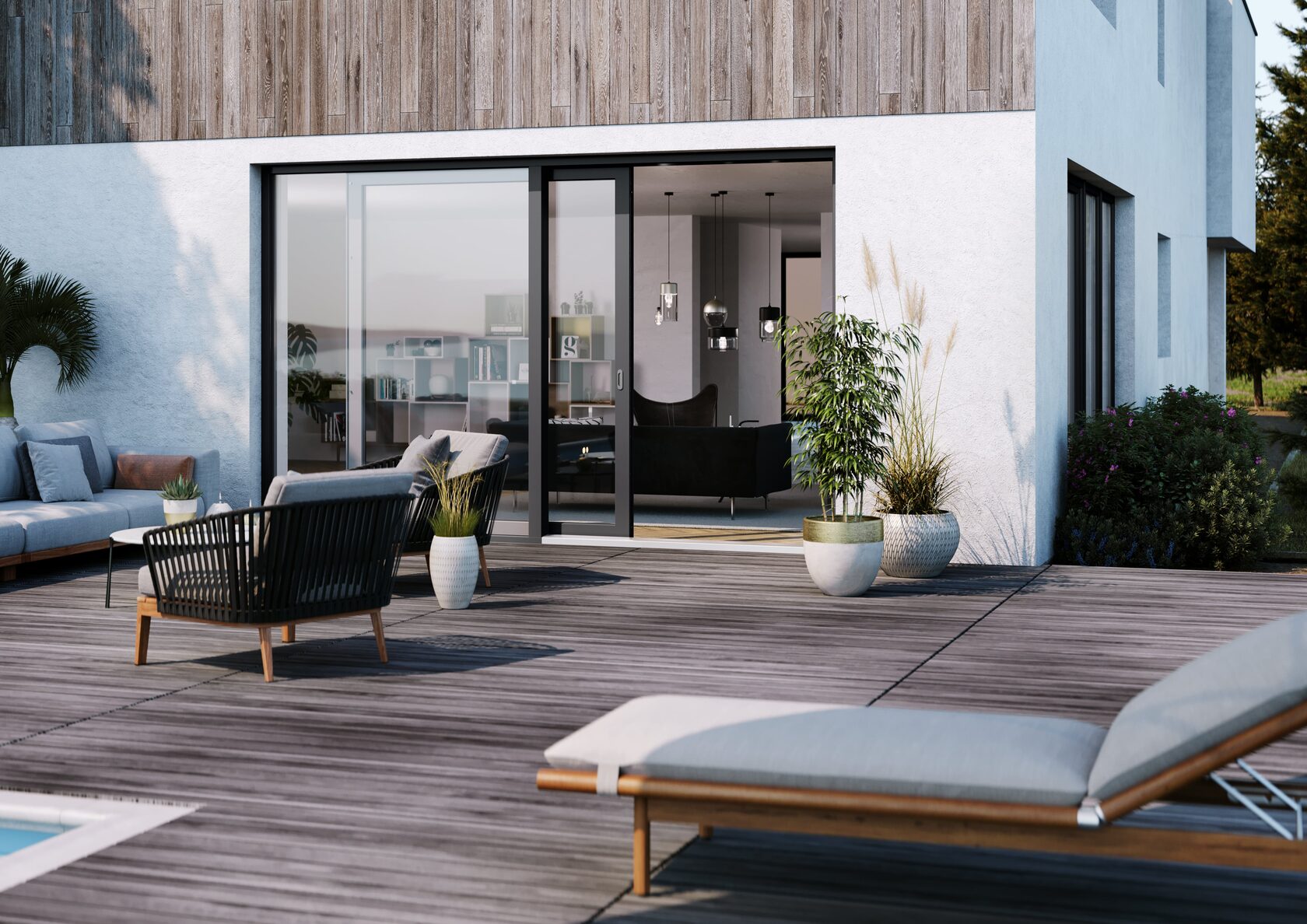 Портальное остекление REHAU в интерьере дома — Schtandart 43 Киров