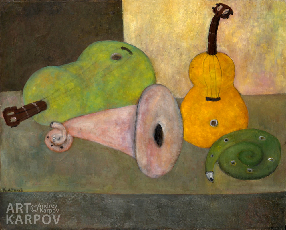 Андрей Карпов. Натюрморт с музыкальными инструментами. 1993
