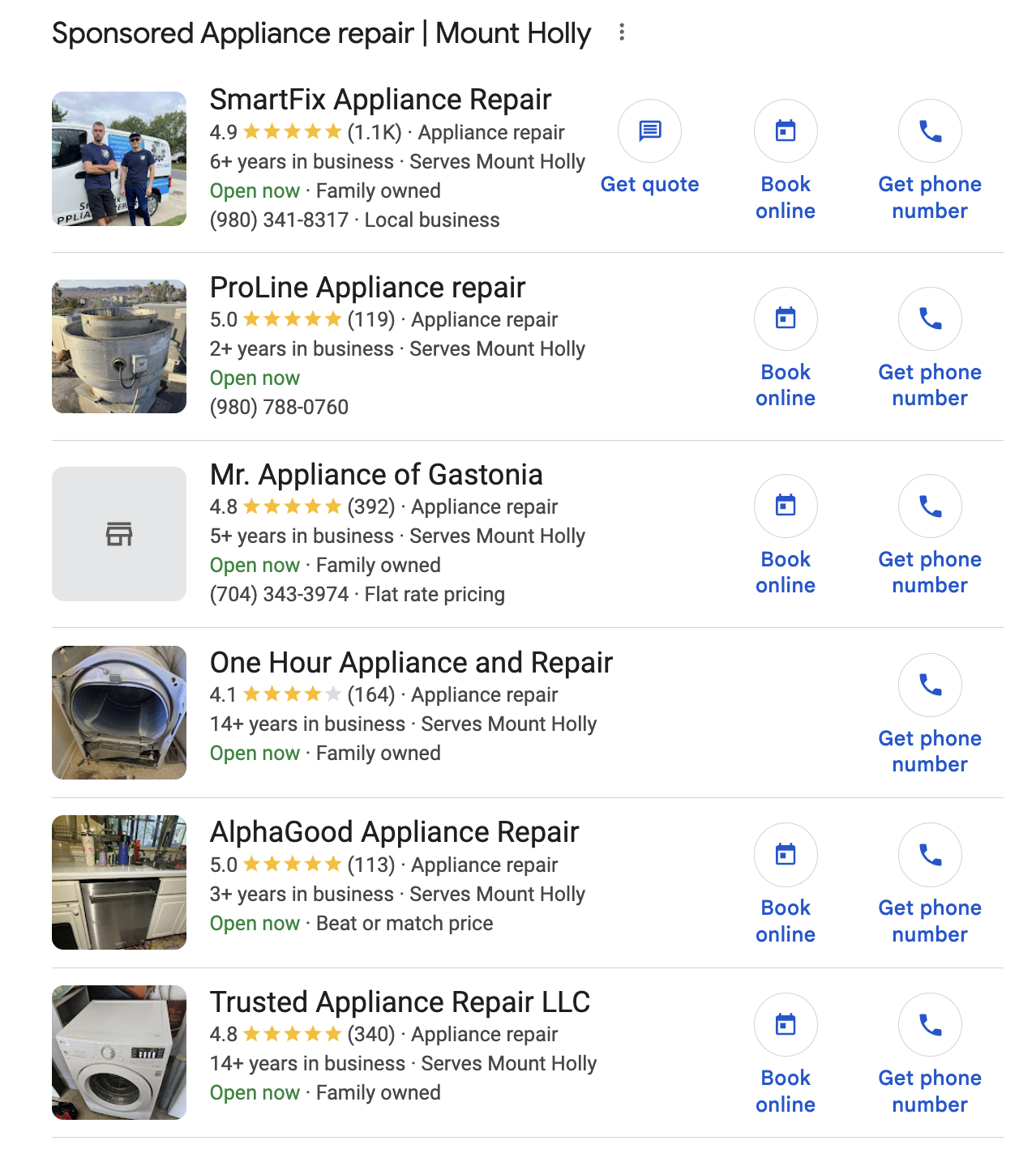 Пример рекламы локальных услуг с Google Guarantee