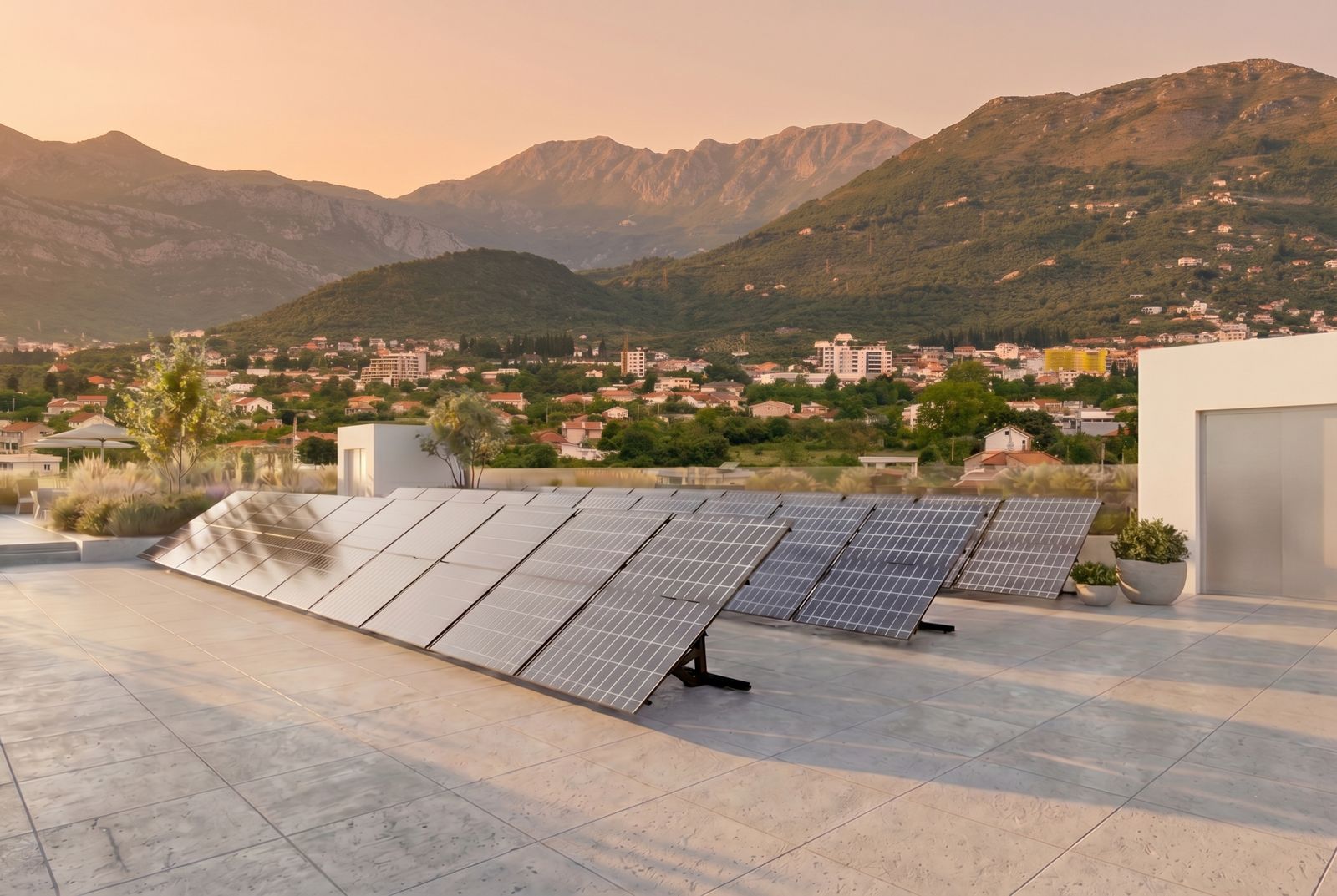 Private solar power station on the rooftop – Zen Gardens, Bar