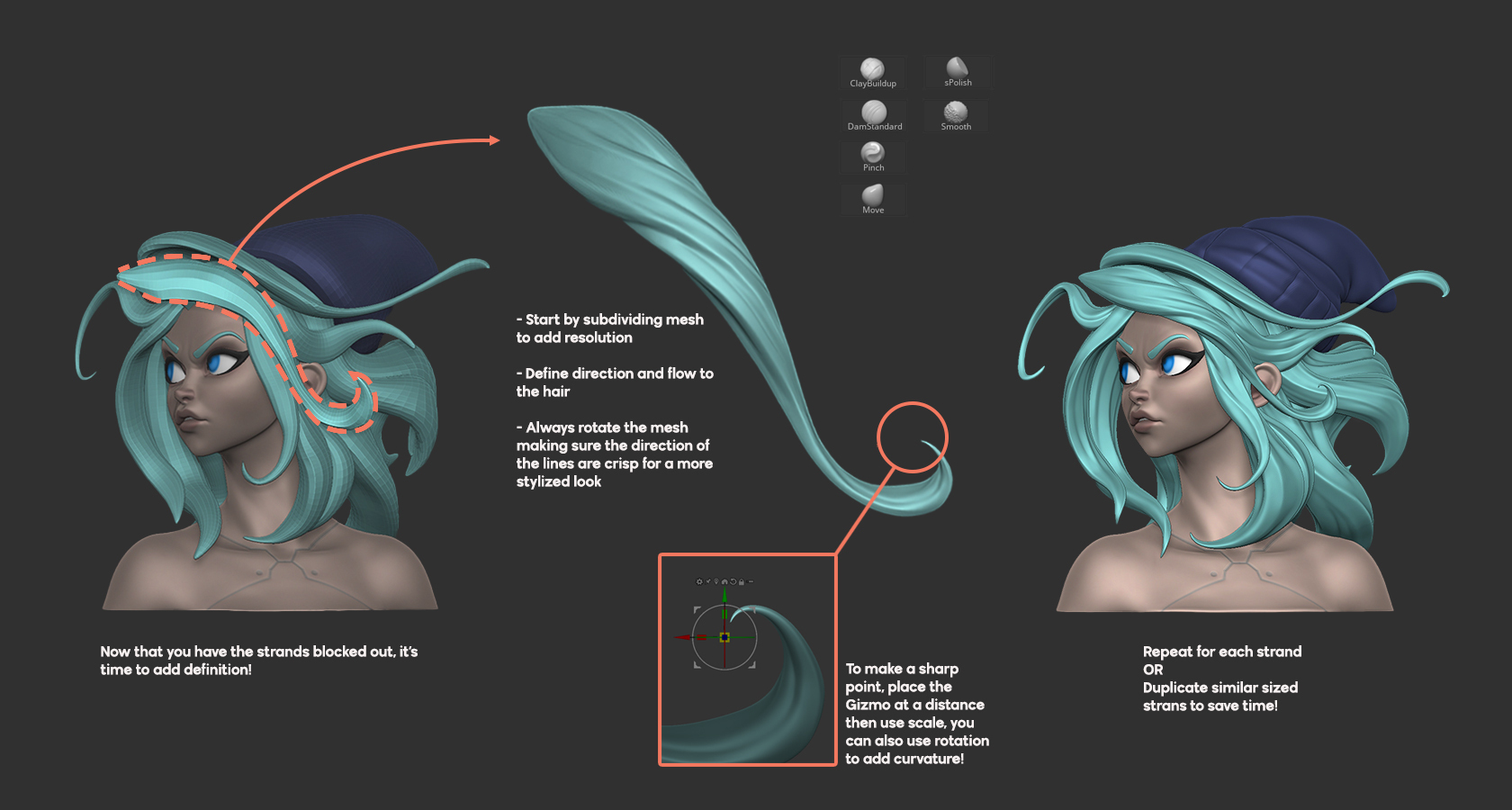 how to model hair in zbrush