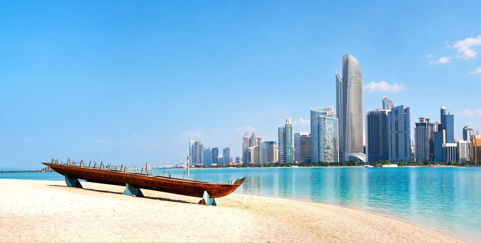 Abu Dhabi skyline from the beach