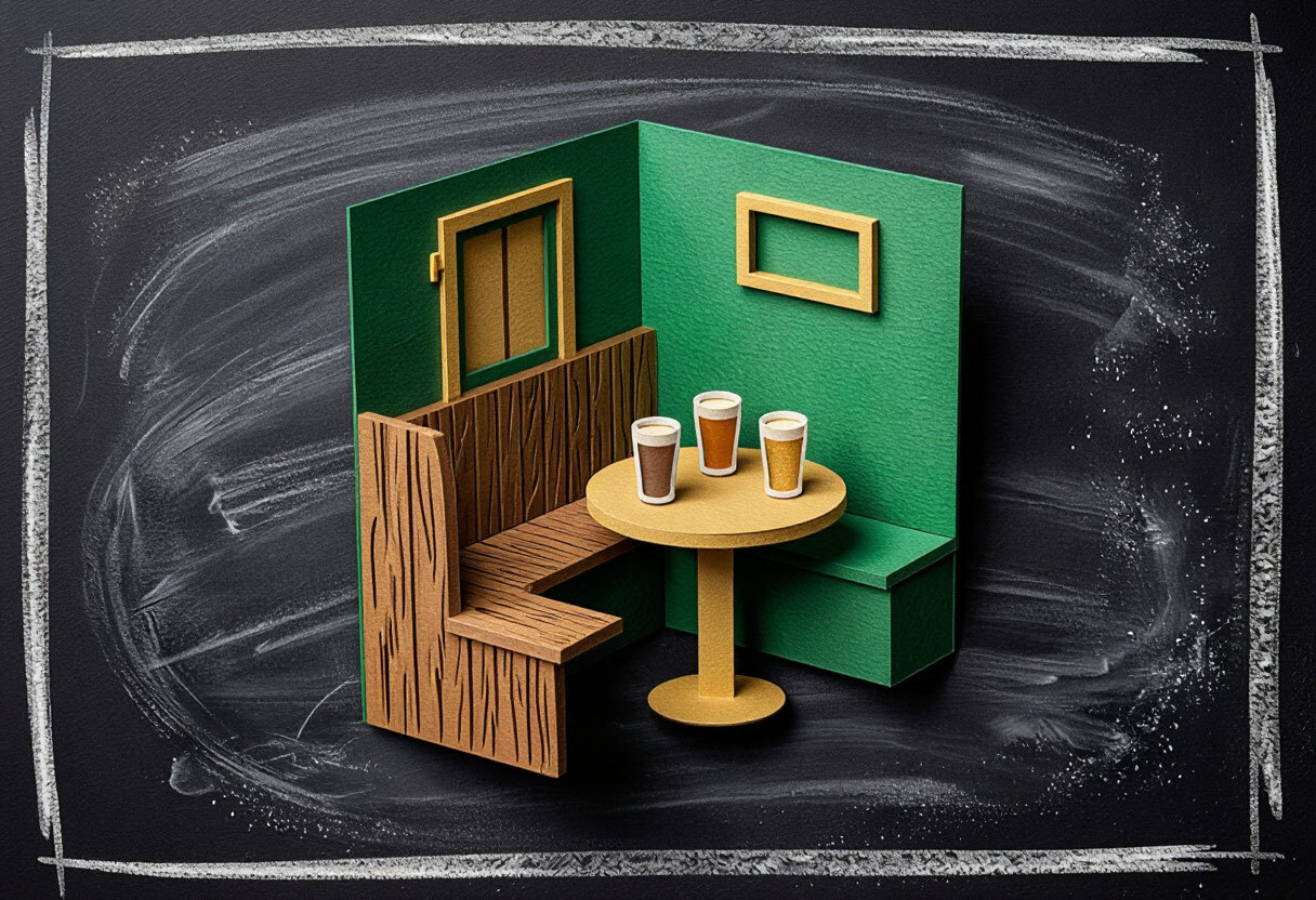 Деревянная кабинка snug и стол с тремя пинтами — обложка статьи Dublin Pub