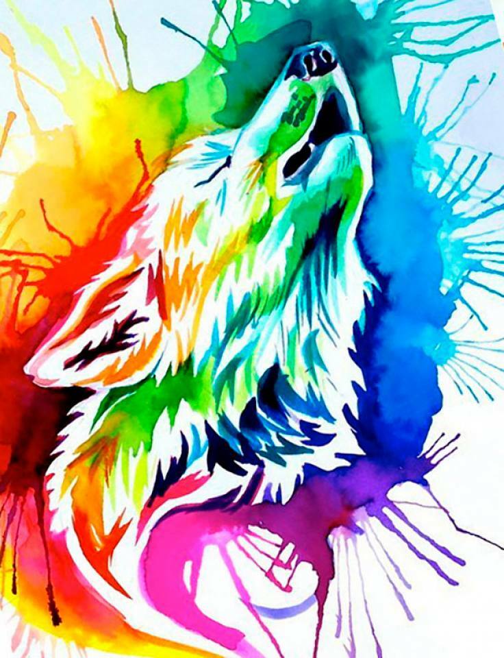 Цветные картинки волка. Разноцветный волк. Радужная лиса. Радужный волк. Разноцветный Радужный волк.