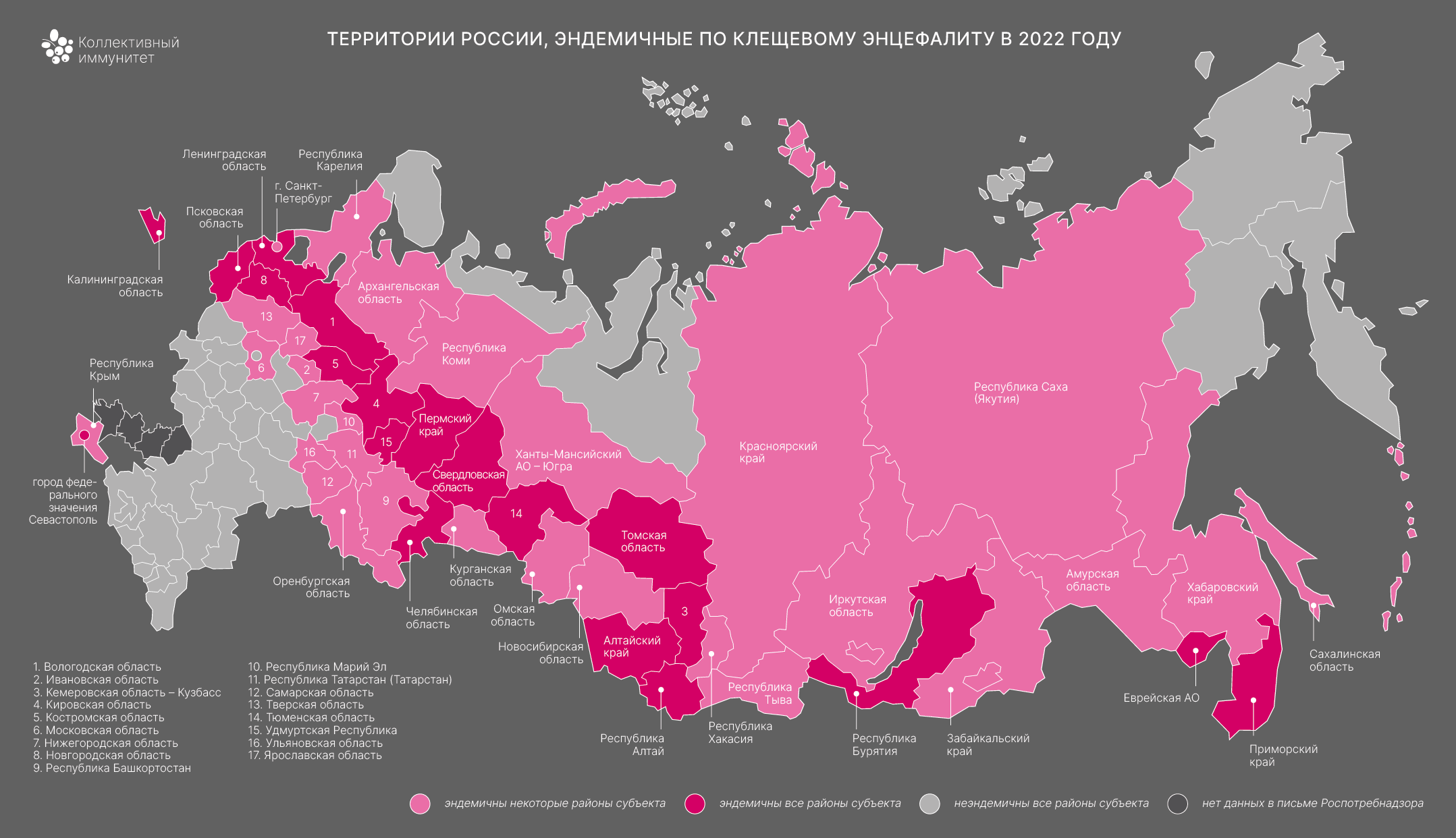 Территории России, эндемичные по клещевому энцефалиту