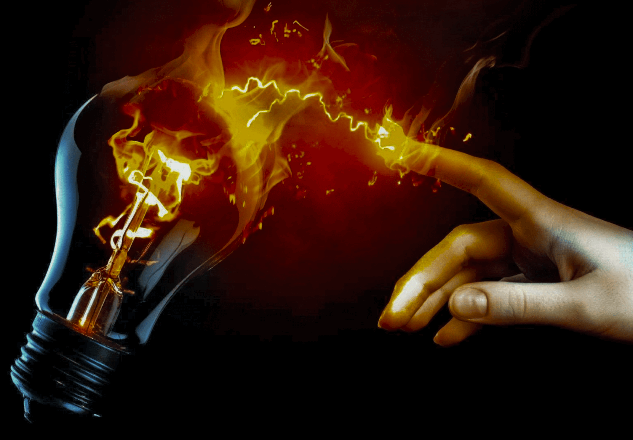 la mano con fuoco