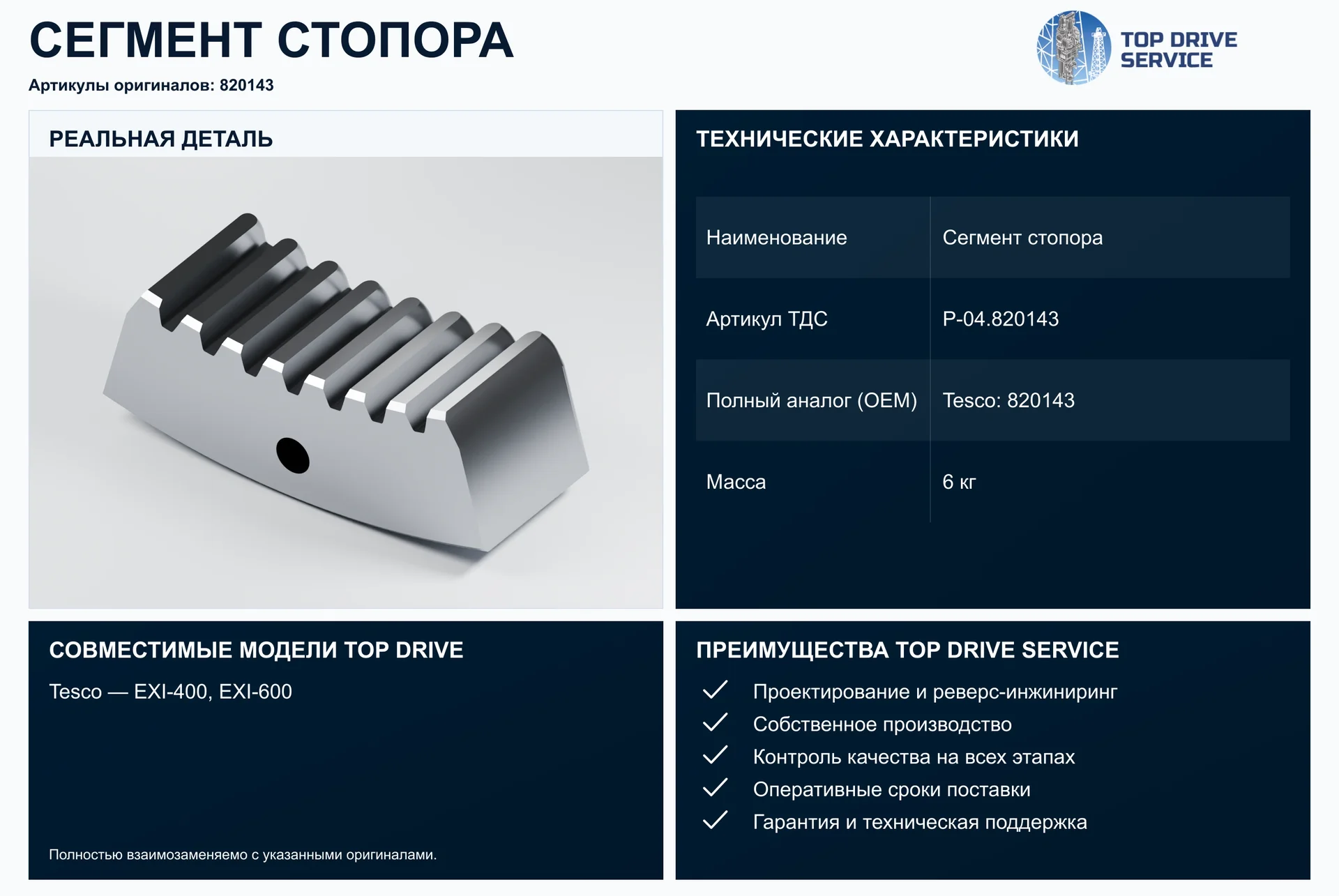 Сегмент стопора — OEM 820143