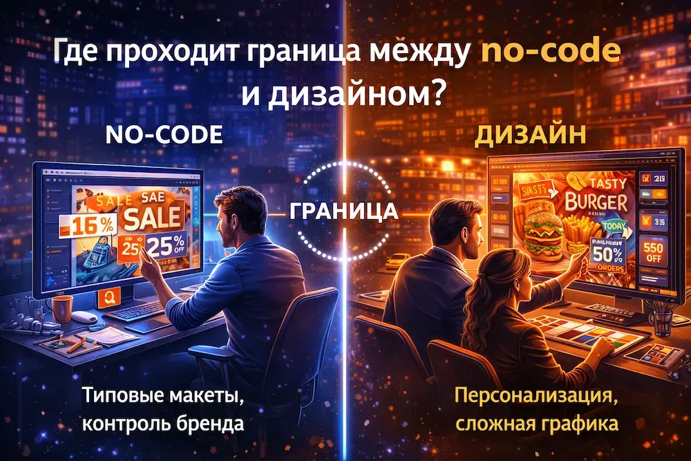 Сравнение no-code и дизайна