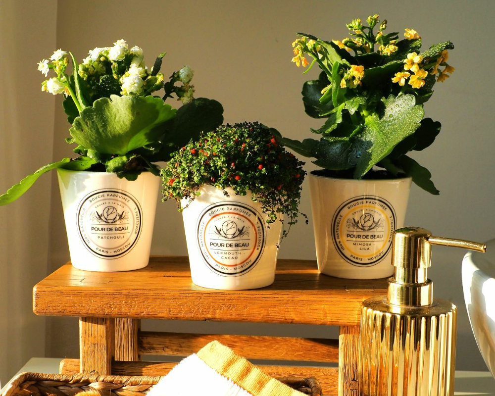 живые цветы в подсвечниках