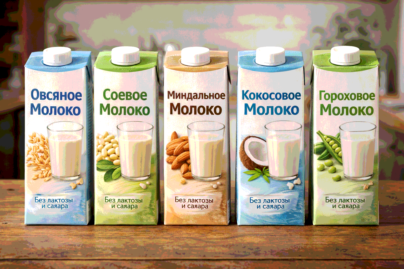 Упаковки основных видов альтернативного молока