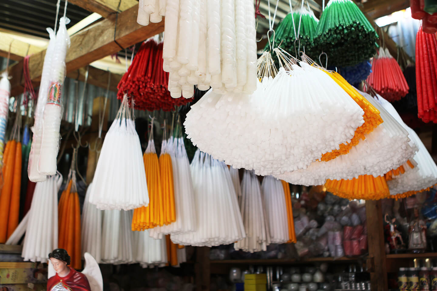 Candles used in rituals. Chichicastenango. Quiché Department. 2018.
