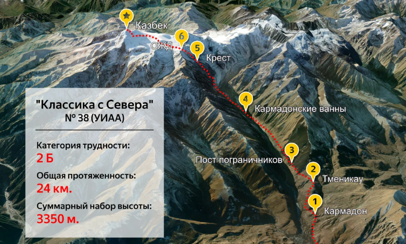 Подробная карта кармадонского ущелья