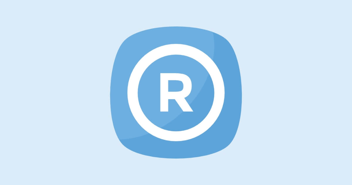 Товарный знак на синем фоне