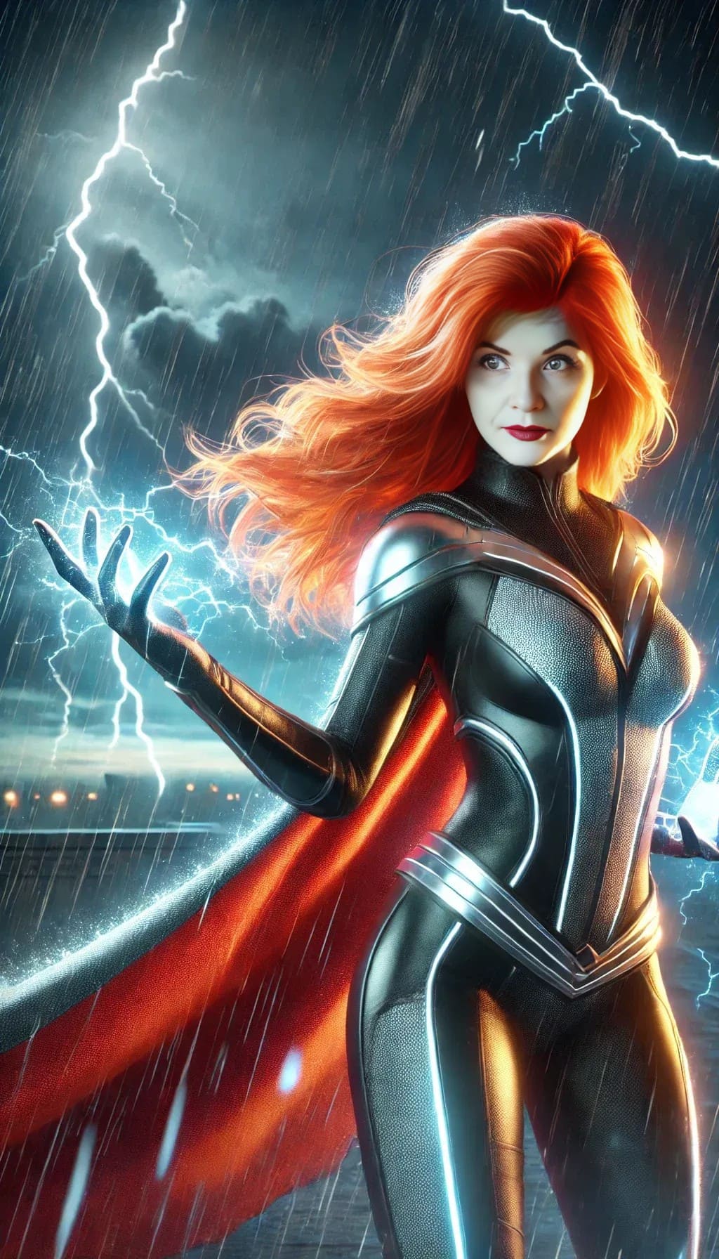 рыжеволосая девушка в стиле повелительницы молний