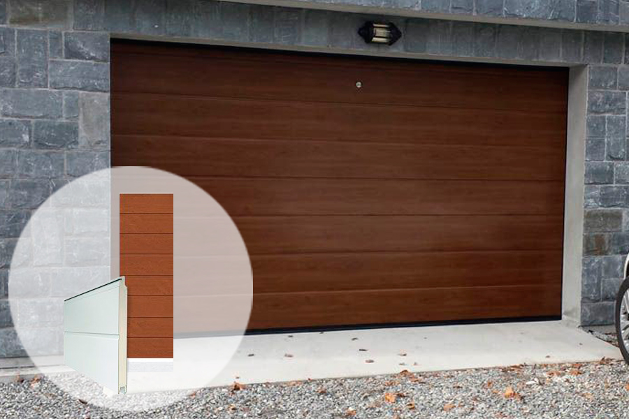 Секционные ворота сэндвич панель M-гофр