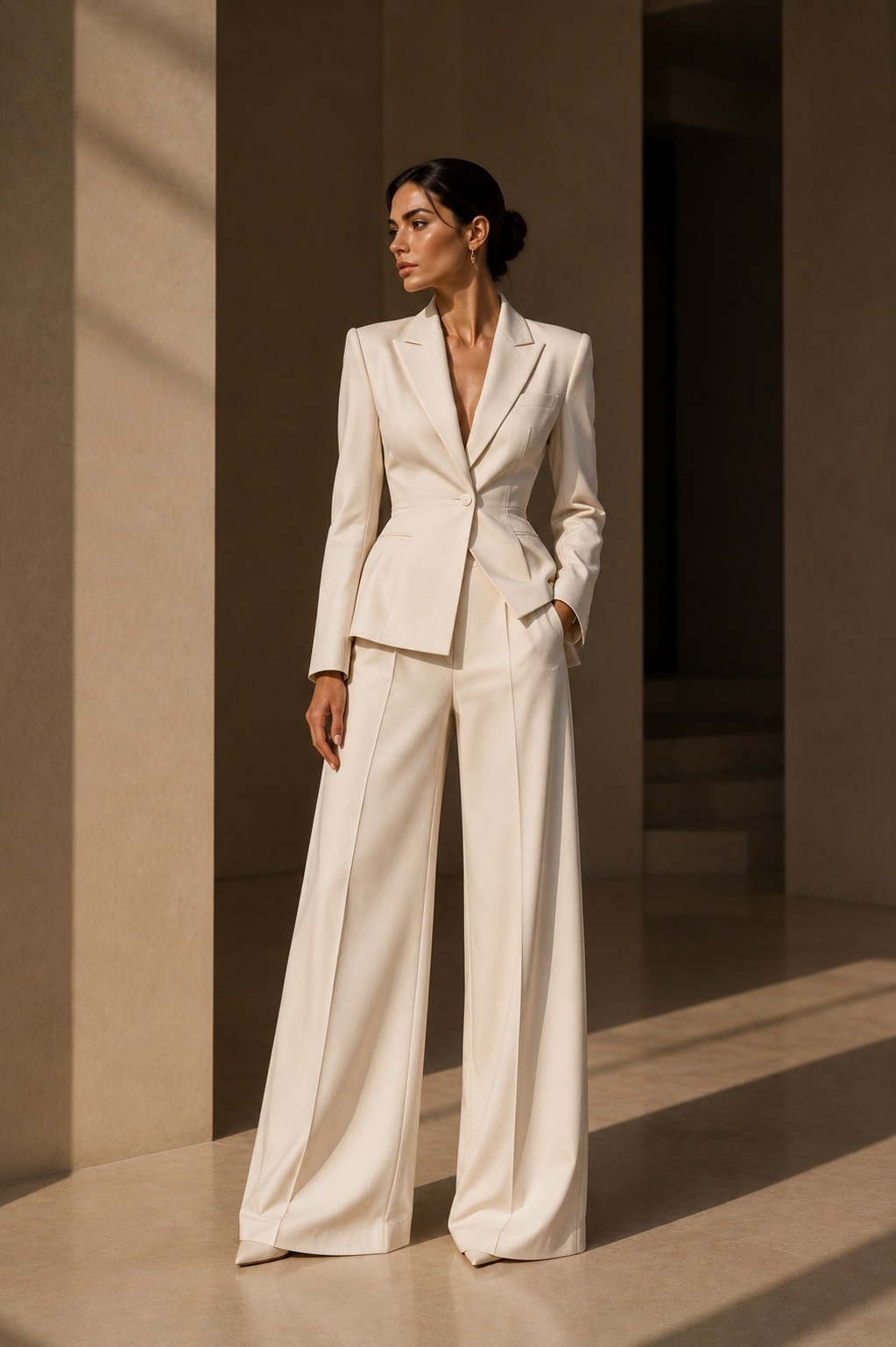 Feminine Tailoring by ELARÉ Atelier. Luxury ivory tailoring with clean lines and timeless proportions.