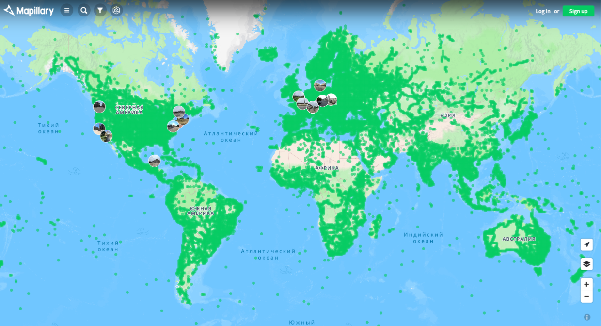 Скрин интерактивной карты Mapillary