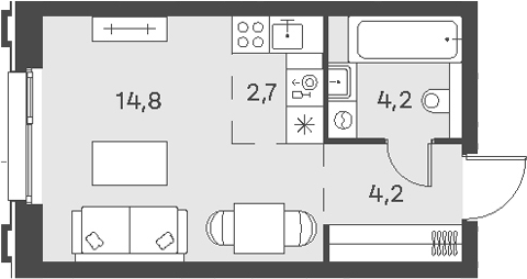 Студия 26 м²