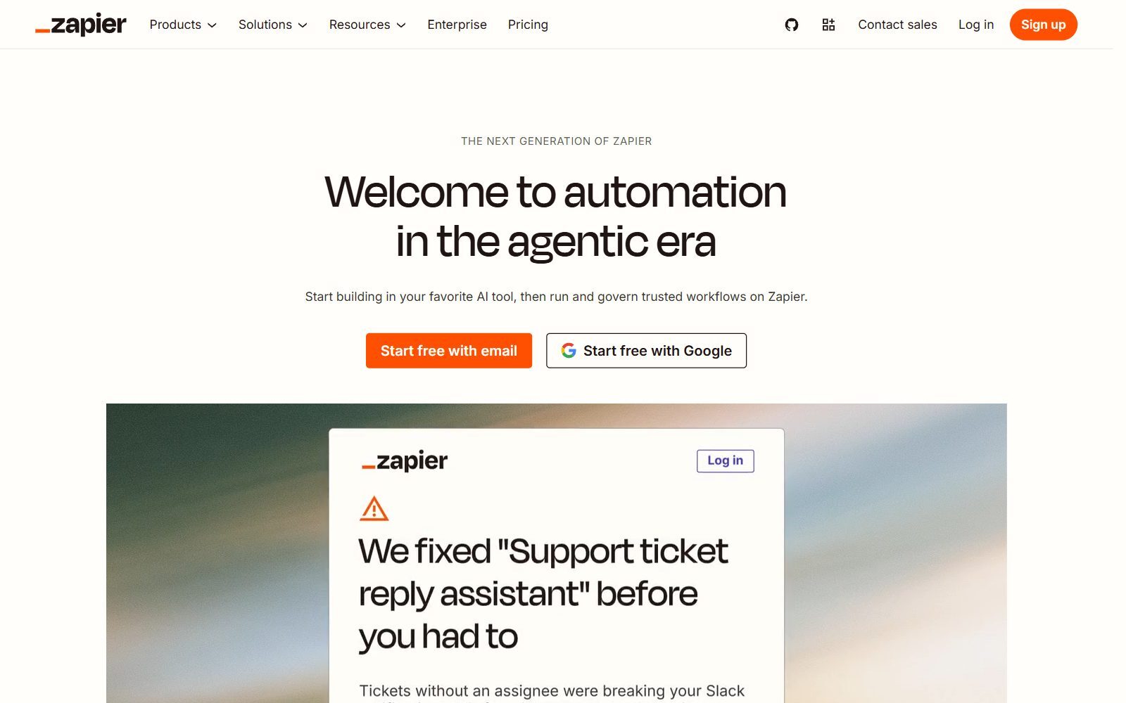 Zapier homepage screenshot (October 2026)