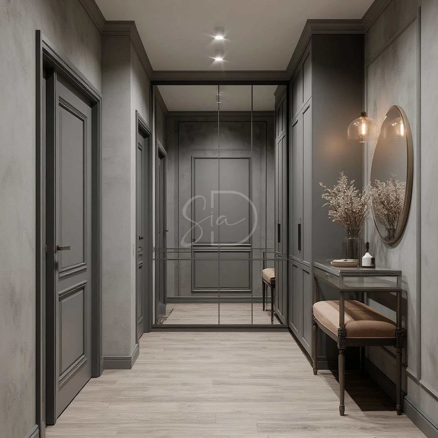 Детали интерьера: декоративные элементы и отделка в цвете туман