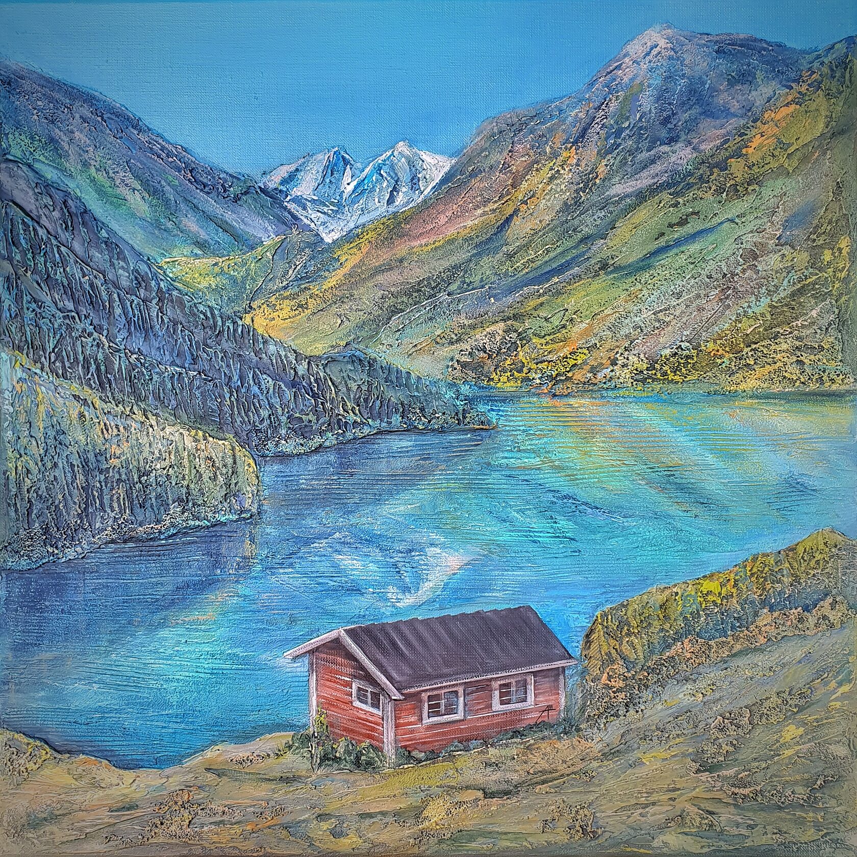 Картина горы озеро
