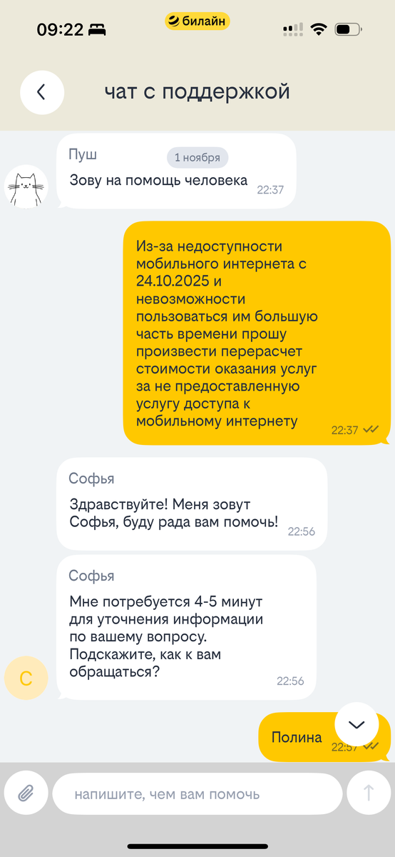Компенсация за ограничение мобильного интернета от Билайн 