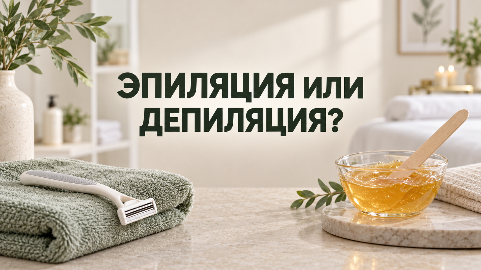Бритва и чаша с сахарной пастой на полотенце в светлом кабинете