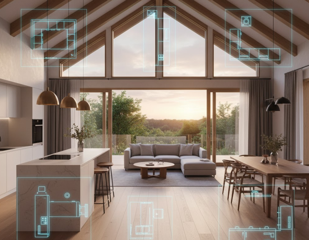 Правильное планирование кухни-гостиной в частном доме: 5 профессиональных схем обустройства