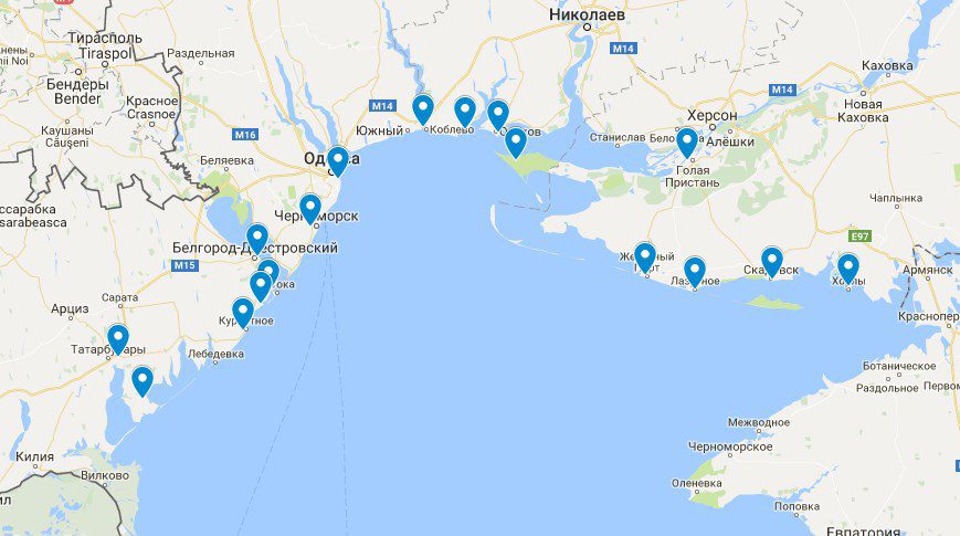 Города расположены на берегу черного моря. Курорты Украины на черном море на карте. Карта побережья Украины. Карта побережья черного моря Украина. Карта Черноморского побережья Украины.