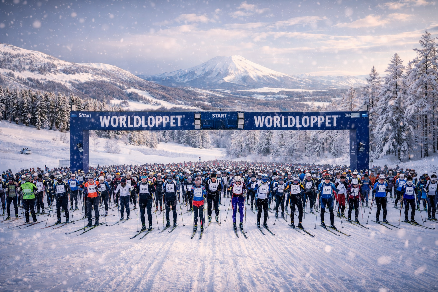 Марафонская атмосфера и старт лыжной гонки