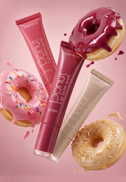 Faberlic Donut Lip Balm Mask — berry, grape, vanilla