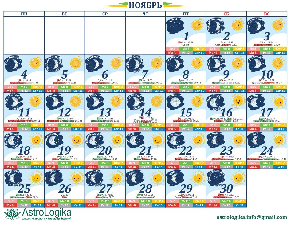 15 ноября 2017 лунный день - 35. Прогноз на день, 26 ноября, суббота. 