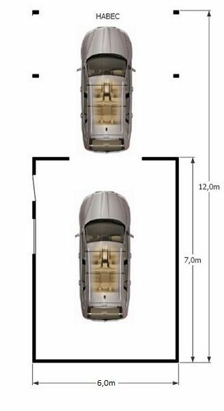 План гаража Площадь: 72 м² Размер: 6х12 м
