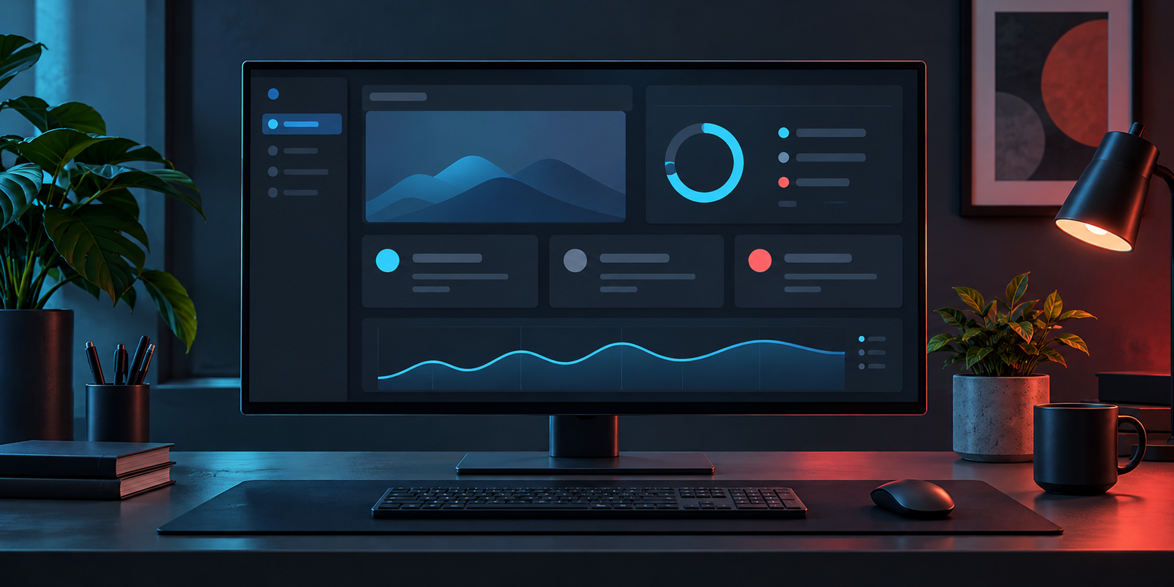 Иллюстрация интерфейса панели SkyNet Panel: обзор статистики и очереди аккаунтов