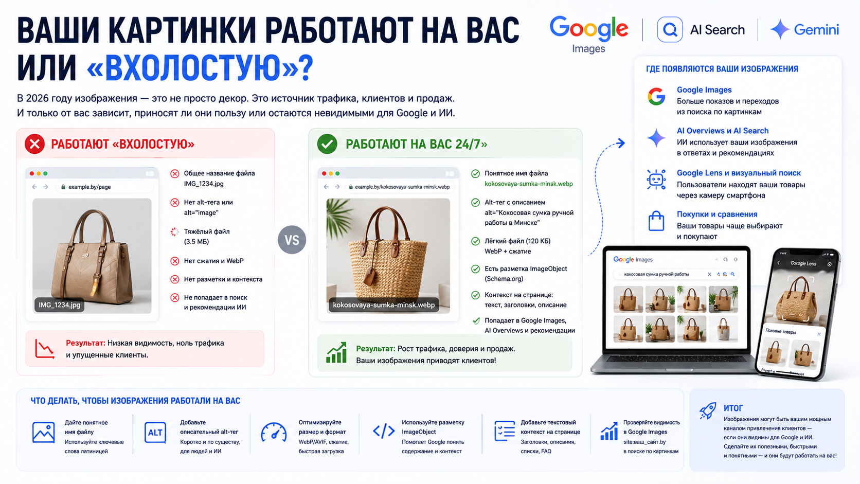 Каждое изображение на сайте либо помогает привлекать клиентов, либо остается невидимым для поисковых систем. Простая оптимизация позволяет превратить графику в дополнительный источник заявок и продаж.