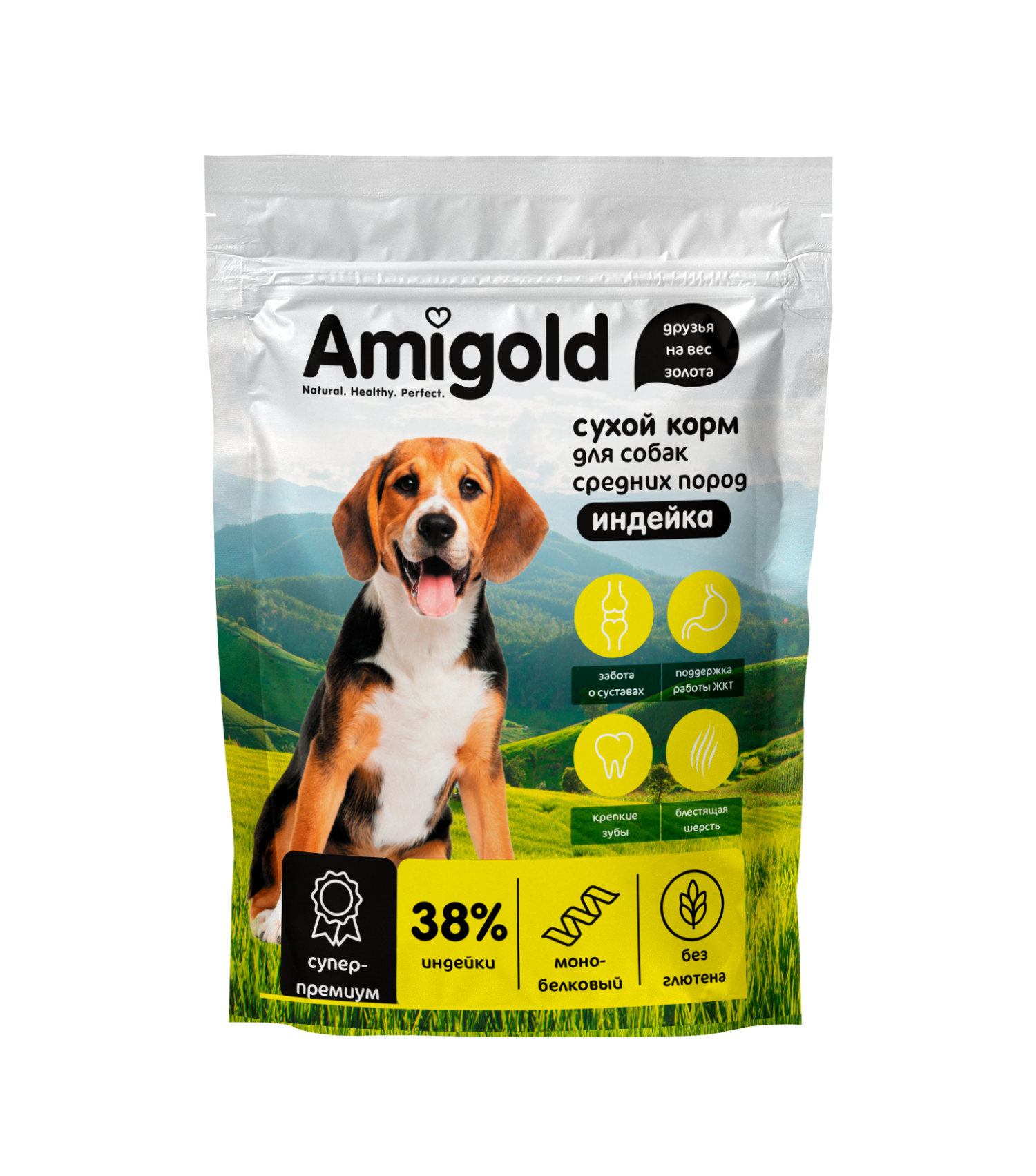 Amigold. Сухой корм для собак средних пород. Индейка - Amigold