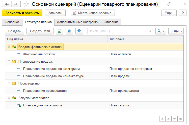 Суммовое планирование запасов возможно для видов плана