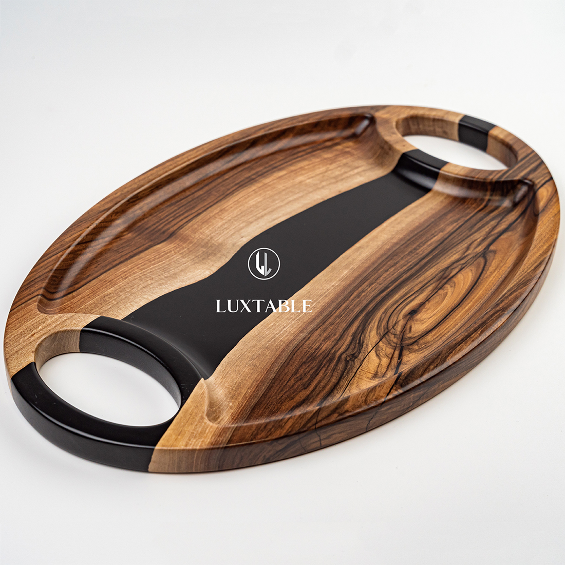 Vassoio in legno di noce e laminato. Prodotti artigianali Made in Italy