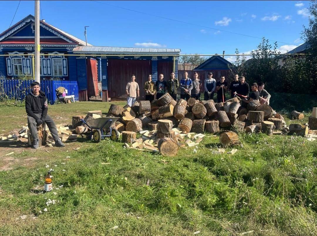Студенты Буинского техникума помогли матери бойца СВО с дровами