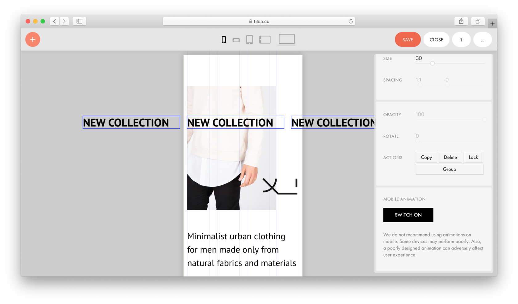 News ticker animation demo page | Tilda