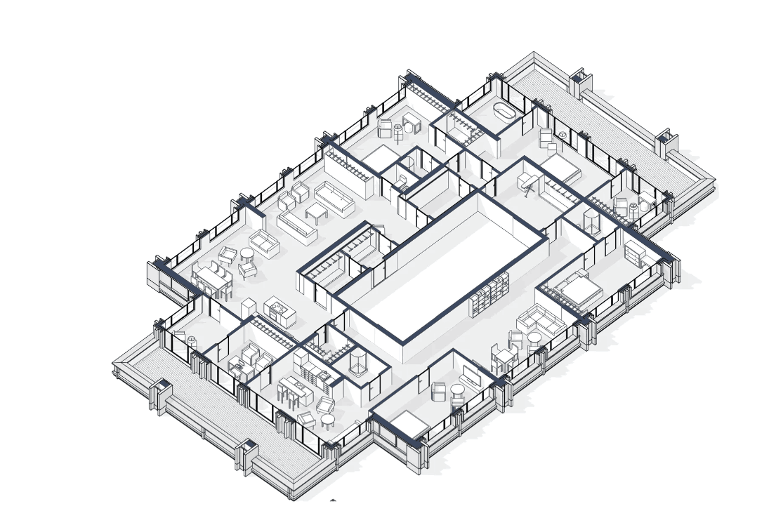 Планировка элитного пентхауса в центре Новосибирска