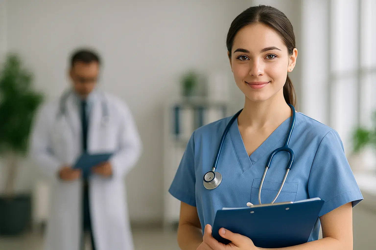 Медицинская сестра проходит дистанционное обучение