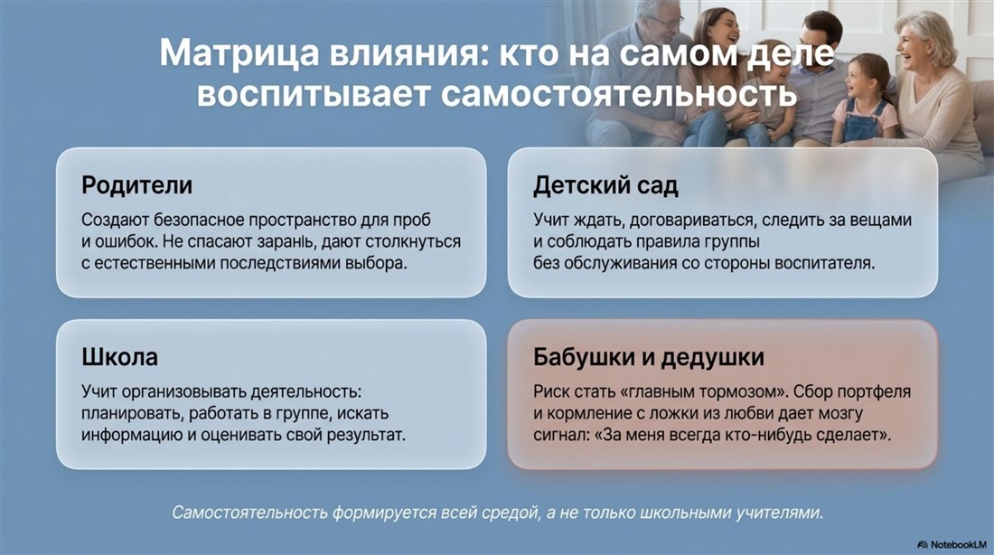 Матрица влияния: родители, детский сад, школа, бабушки и дедушки