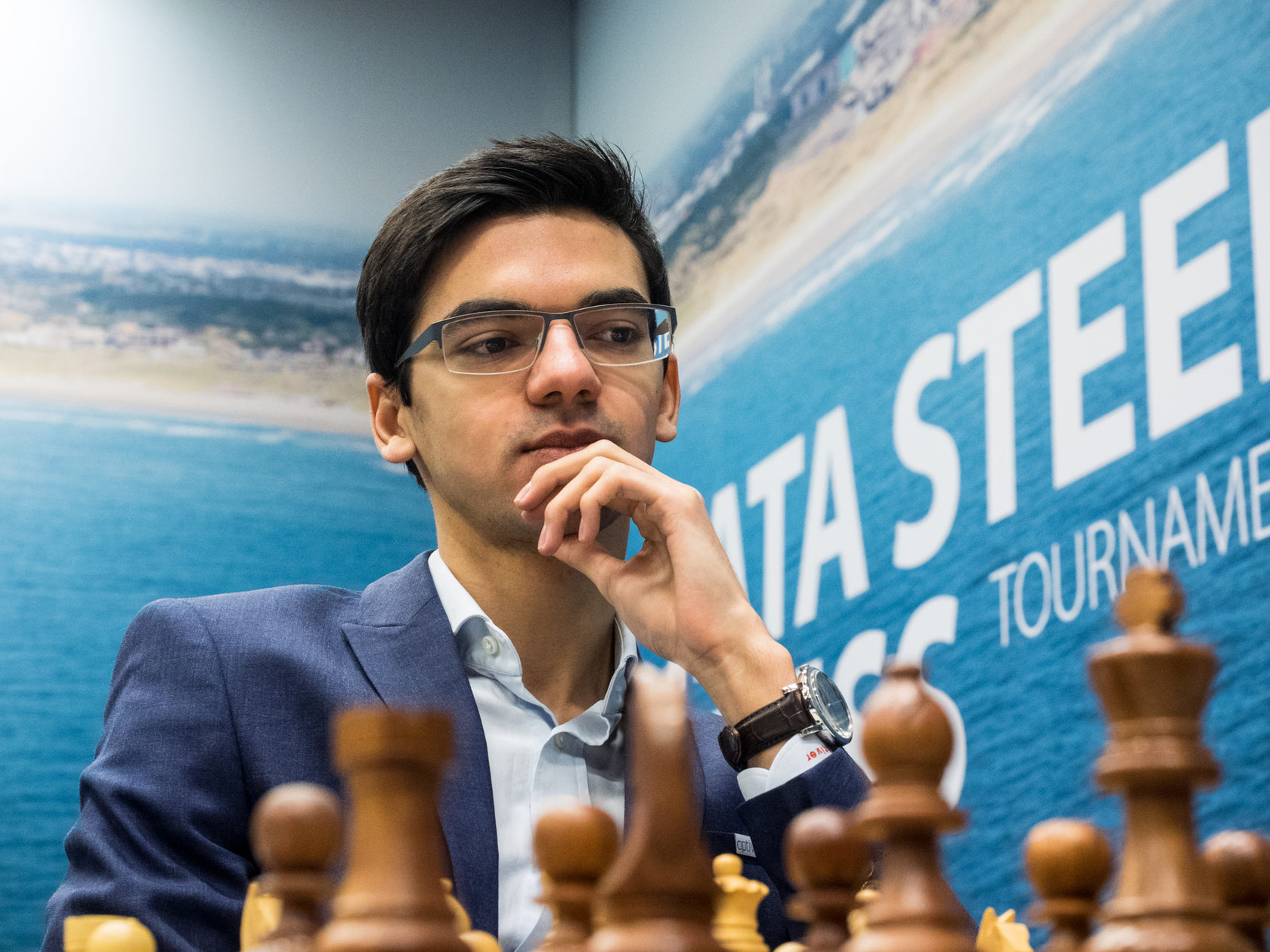 Chess Grandmaster Anish GIRI, Netherlands, NED, Portrait, Portrait,  Portrait, cropped single image, single motive, press conference in front of  the Sparkassen Chess-Meeting 2018 on 13.07.2018 in Dortmund Â