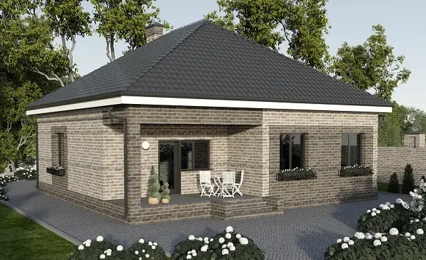 Проект одноэтажного дома в европейском стиле с гаражом (B-97): изображение 2