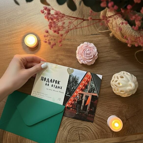 Подарочный сертификат на отдых в афрейм домах Подмосковье