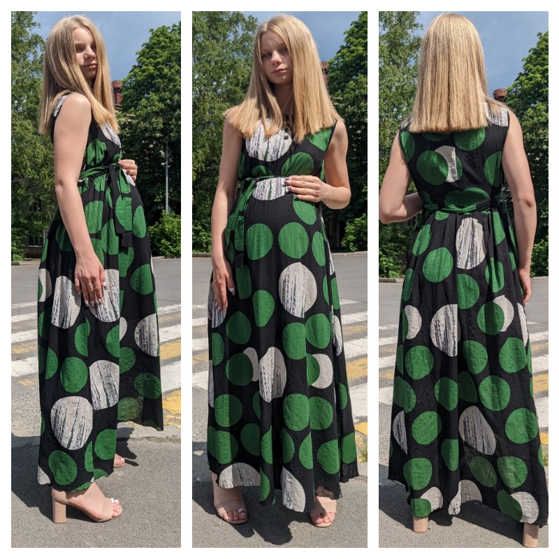 Платье для беременных и кормящих 5007, СЖ, зеленый