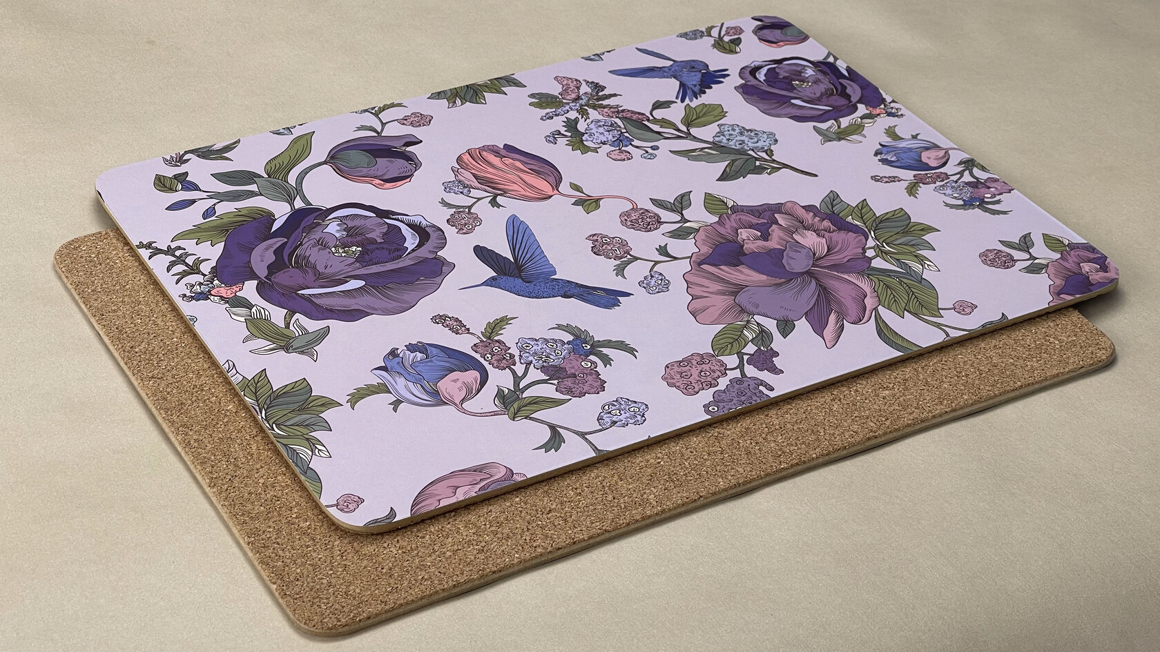 Салфетки сервировочные прямоугольные из пробки "Сад мечты"