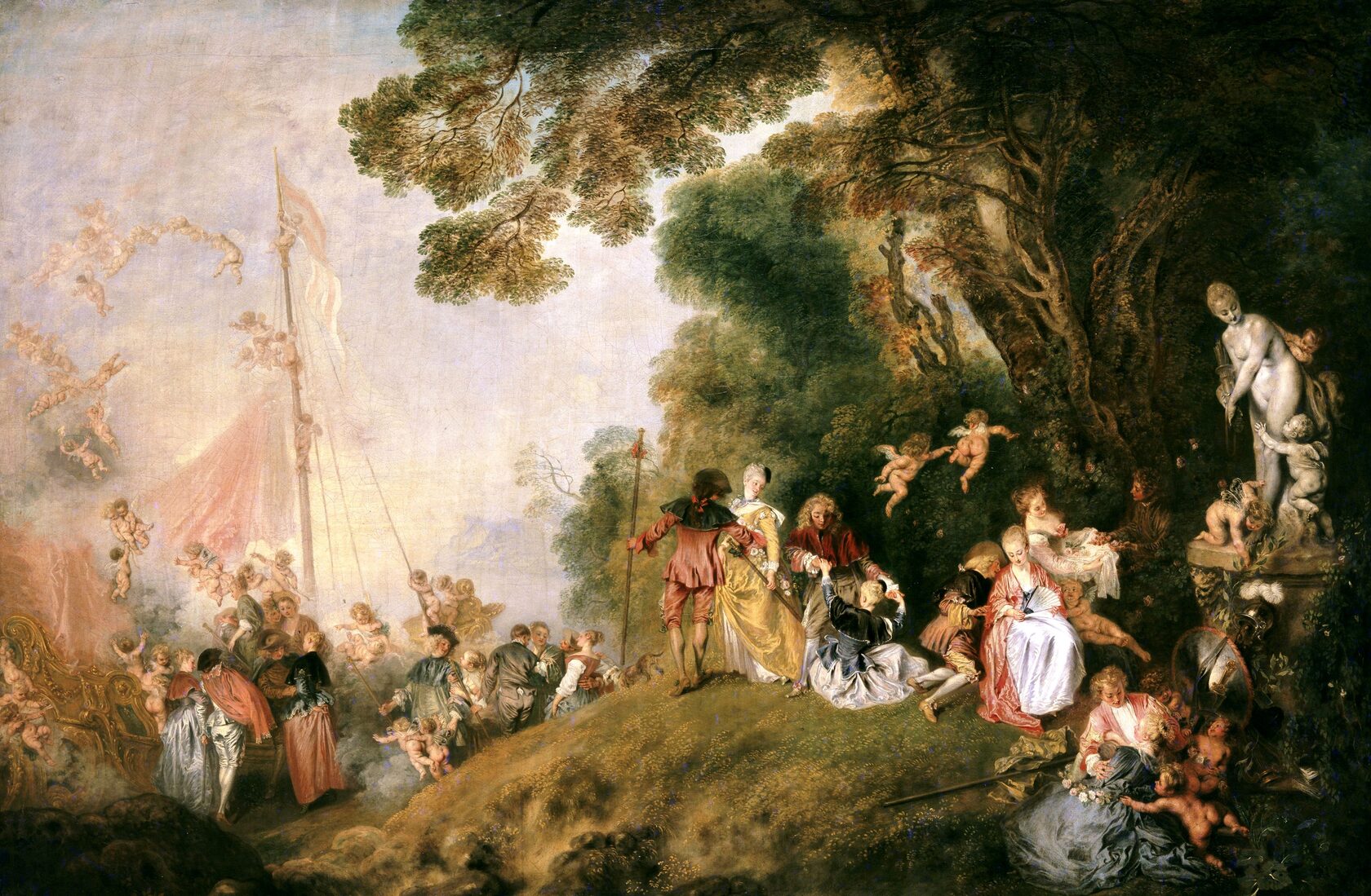 Антуан Ватто. Паломничество на остров Киферу (2-й вариант). Ок. 1718. Дворец Шарлоттенбург, Берлин